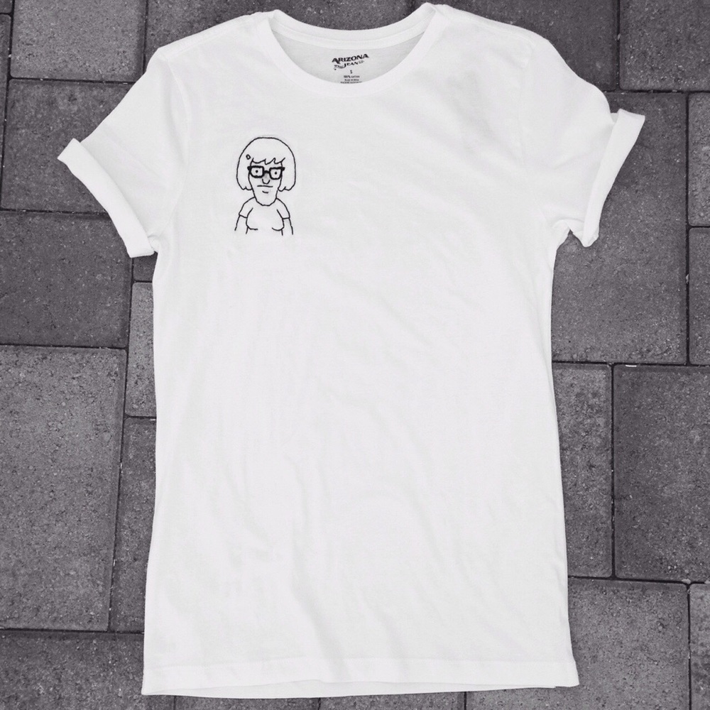 tina bobs burgers hand embroidered t shirt